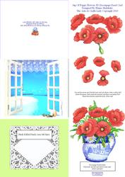 Jug of Poppy Flowers 3D Decoupage Easel Card