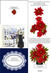 Poinsettias in Vase & Black Cat in Window 3D Decoupage Easel