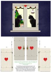 Christmas Lucky Black Cats - Open & Shut Window Shutter Card