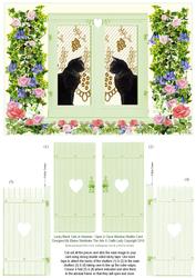 Lucky Black Cats in Summer Open & Shut Window Shutters Card