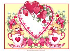 Teacup Teddy Bears & Hearts A4 Over the Edge Card