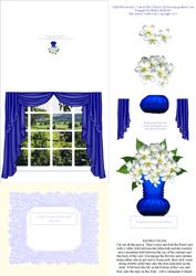 White Flowers in a Vase in the Window 3D Decoupage Easel Car