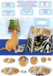 Ginger Kitten - is There Room for Me? Double Pyramid Card