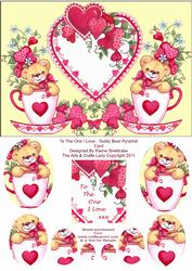 To the One I Love - Teddy Bear Pyramid Card