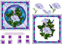 Morning Glory Stained Glass Square Card Decoupage Sheet