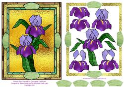 Stained Glass Bearded Iris Card Front