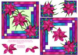 Pink Lily Stained Glass Decoupage Card Front Sheet