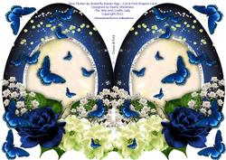 Blue Flutter by Butterfly Easter Egg Shaped Cut & Fold Card