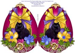 Black Cat Among the Flowers Easter Egg - Shaped Cut & Fold