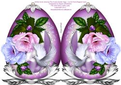 White Dove Among the Roses Easter Egg - Shaped Cut & Fold