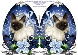 Siamese Cat Among the Flowers Easter Egg - Shaped Cut & Fold