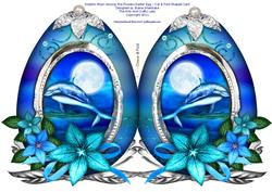 Dolphin Moon Among the Flowers Easter Egg Shaped Cut & Fold