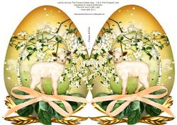 Lamb Among the Flowers Easter Egg - Shaped Cut & Fold Card