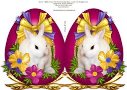 Bunny Rabbit Among the Flowers Easter Egg Shaped Cut & Fold