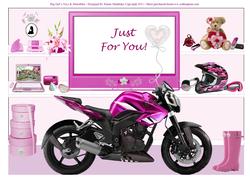 Big Girl's Toys & Motorbike - A4 Quick Card Front