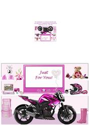 Big Girl's Toys & Motorbike - A5 Cut & Fold Quick Card