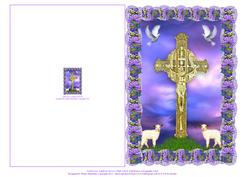 Gold Cross, Lambs & Doves - Cut & Fold Easter or Sympathy
