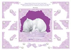 Sleeping Kitten 3D Lilac Lace Lace Corner Stacker
