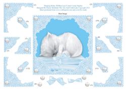Sleeping Kitten 3D Blue Lace Corner Corner Stacker