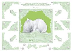 Sleeping Kitten 3D Green Lace Corner Corner Stacker