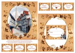 Church Lane Ledbury Herefordshire Card Frame 6 x Sentiments