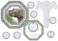 Elephant Card Plate, Stand, 6 x Sentiments & Gift Tag