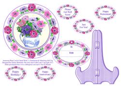 Anemone Plate Card & Stand with 5 x Sentiments & Gift Tag