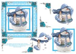 The Lighthouse Snowman Square Decoupage Card Sheet