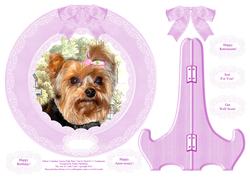 Khloie Belle Yorkshire Terrier Plate Card Stand & Sentiments
