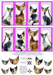 Cats with Nodding Heads Pink Diamond Fold Card Sheet