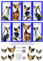 Cats with Nodding Heads Blue Diamond Fold Card Sheet