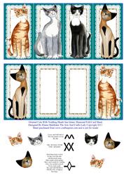 Oriental Cats with Nodding Heads Sea Green Diamond Fold Card