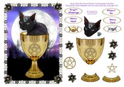 Mystic Mog the Wiccan Witches Cat Decoupage Card Sheet