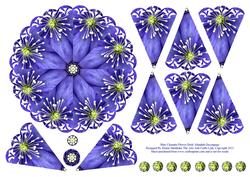Blue Clematis Flower Doily Mandala Decoupage Sheet