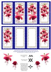 Pink Fuschia Flowers with Nodding Heads Blue Diamond Fold
