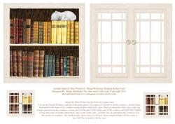 Acetate Open & Shut Windows Card - Beige Bookcase Kitten