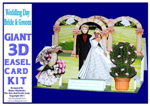 Wedding Day Bride & Groom Giant 3D - A4 Easel Card Kit