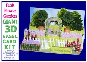 Pink Flower Garden Scene Giant 3D - A4 Easel Card Kit