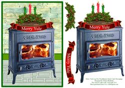 Merry Yule Log Fire Wood-burner Quick Decoupage Card Sheet