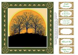 8 Inch Pagan Winter Sunrise Sunset on Green + 6 Sentiments