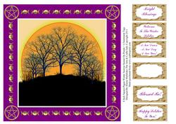 8 Inch Pagan Winter Sunrise Sunset on Purple + 6 Sentiments
