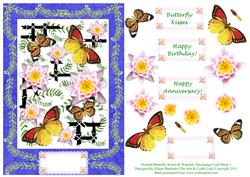 Oriental Butterfly Dreams & Waterlily Decoupage Card Sheet 1