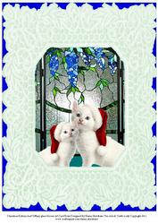 Christmas Kittens and Tiffany Glass Screen A4 Card Front
