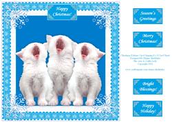 Christmas Kittens the Carol Singers 8 x 8 Square Card Sheet