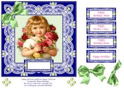 Vintage Girl Lace and Roses Square Card for Mum or Mom