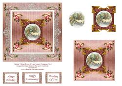 Vintage Village, Roses and Lace Square Pyramage Card Sheet