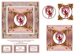 Vintage Wisteria Fairy Lace and Roses Square Pyramage Card