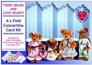 Teddy Bears and Love Hearts 4 x Fold Concertina Card Kit