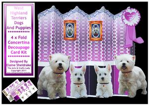West Highland Puppy Dogs 4 x Fold Decoupage Concertina Kit