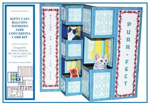Kitty Cats on Balcony Windows Jade Concertina Card Kit